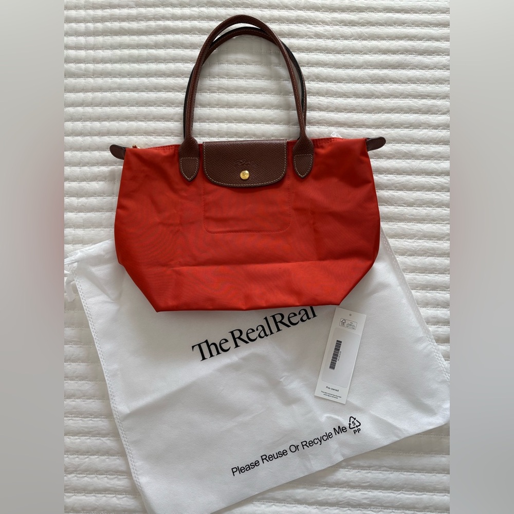 GENTLY USED LONGCHAMP LE PLIAGE TOTE IN SMALL LONG SIZE